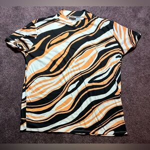 LuLaRoe Orange and Black Striped Top